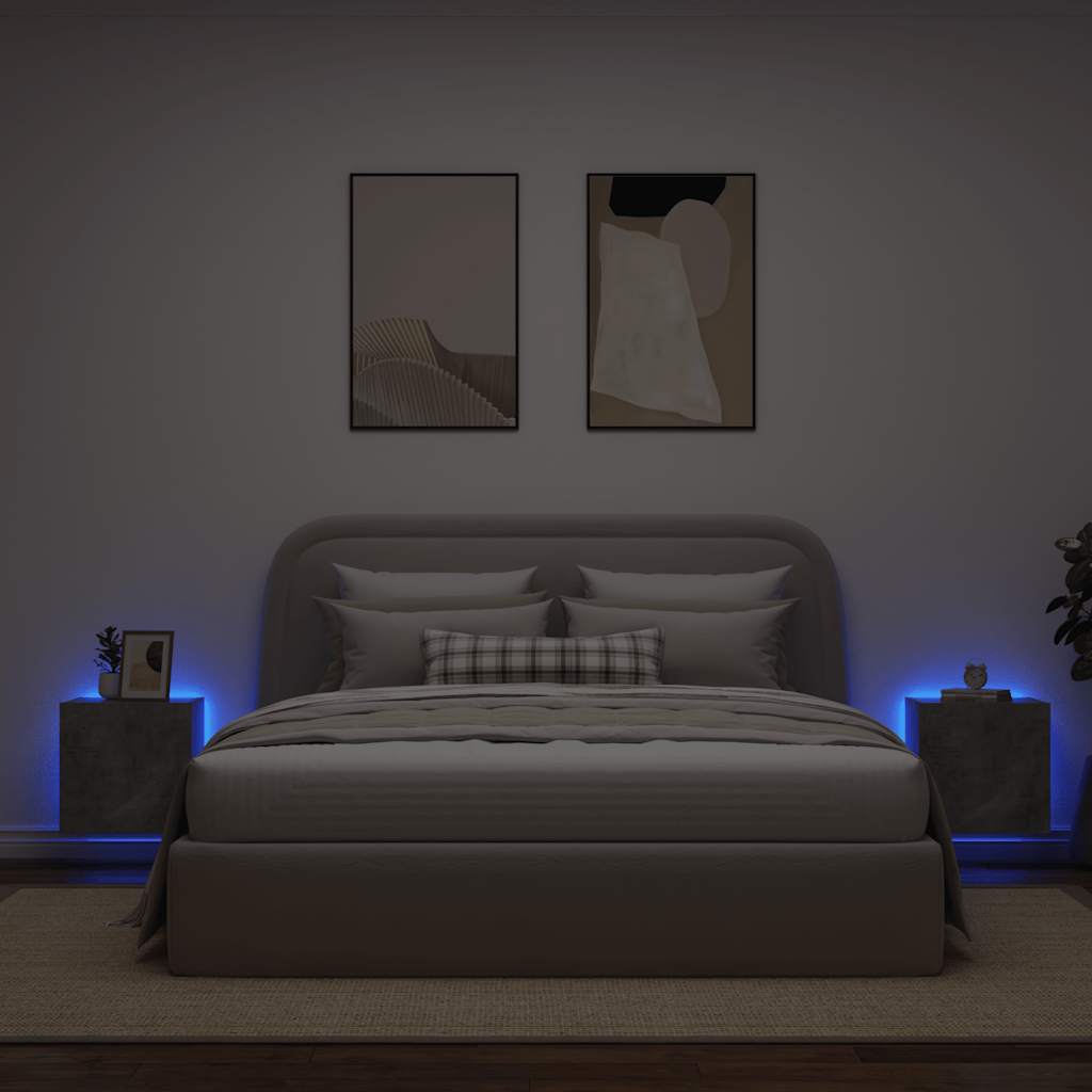 TV-Wandschränke mit LED-Leuchten 2 Stk. Betongrau 40,5x35x40 cm