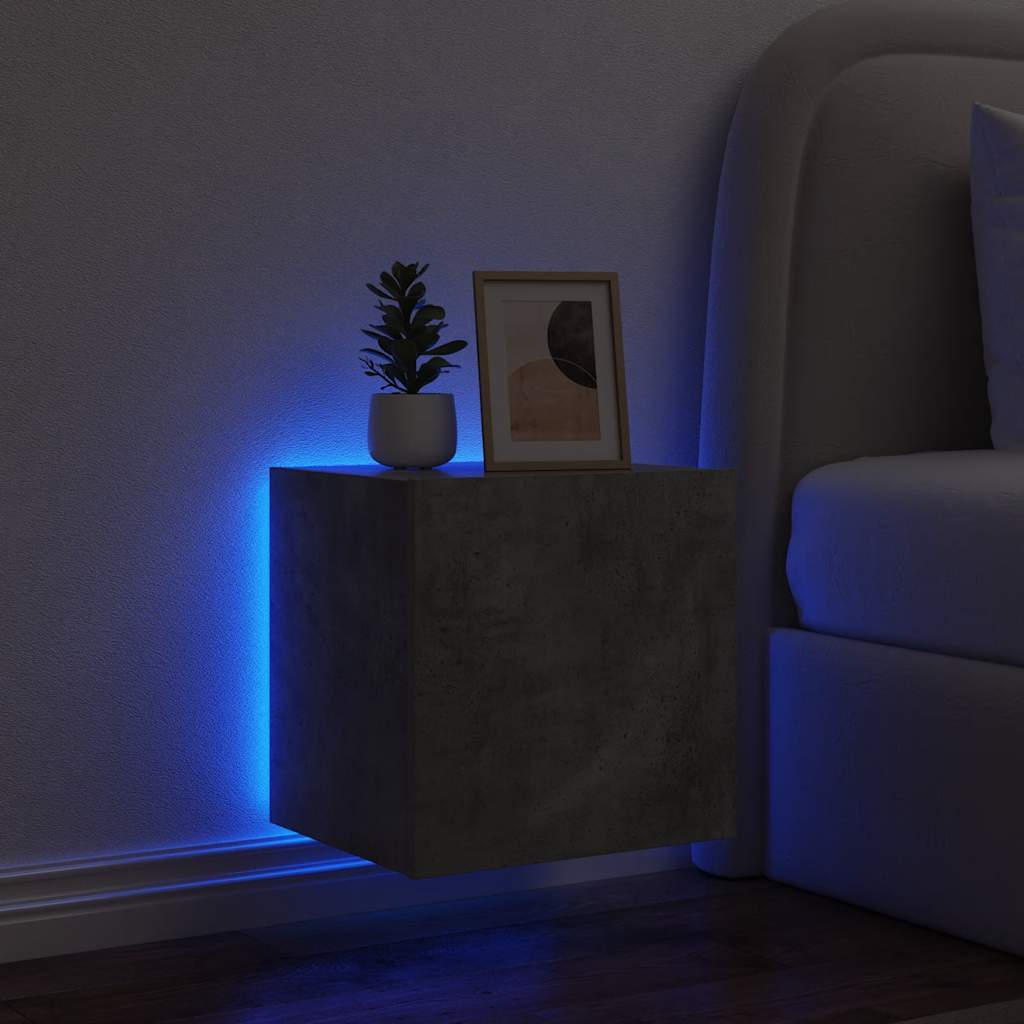 TV-Wandschränke mit LED-Leuchten 2 Stk. Betongrau 40,5x35x40 cm