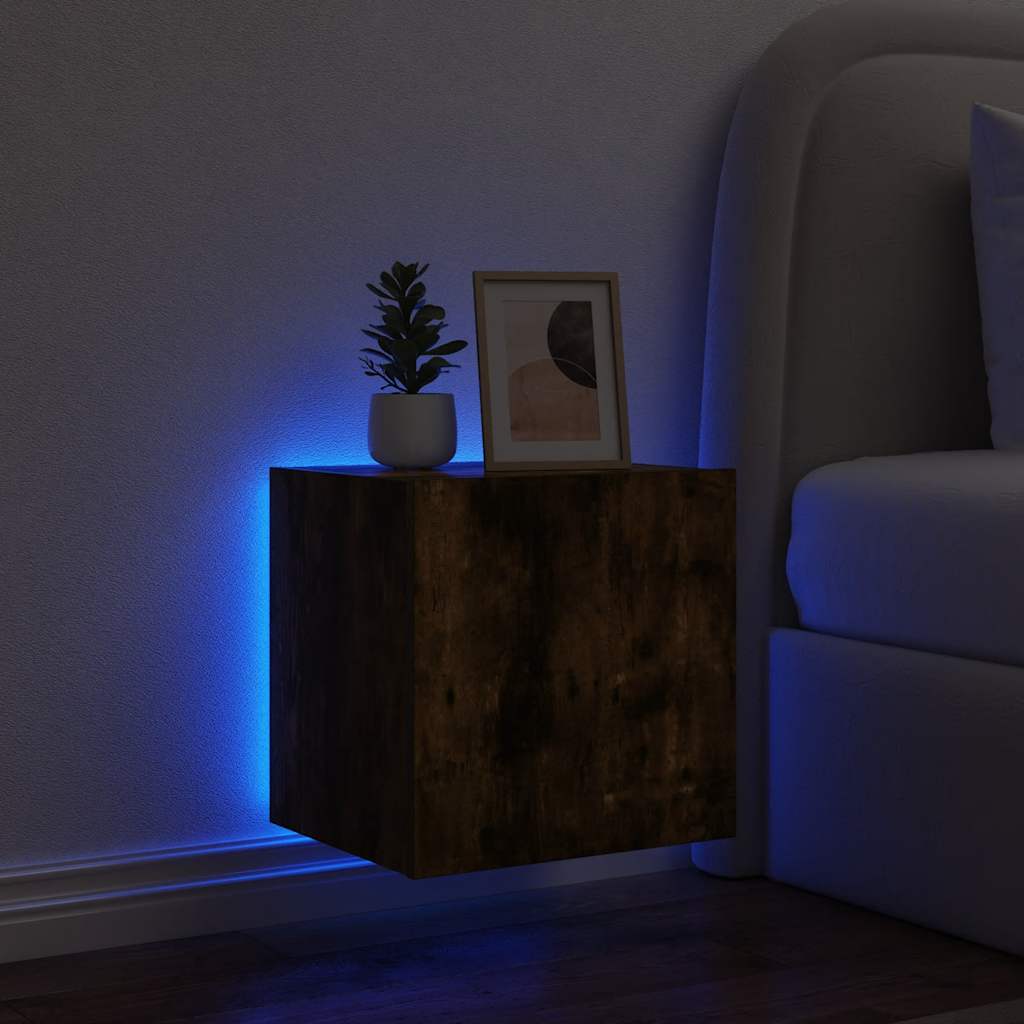 TV-Wandschrank mit LED-Leuchten Räuchereiche 40,5x35x40 cm