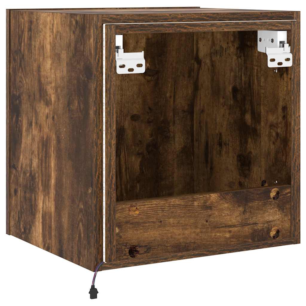 TV-Wandschrank mit LED-Leuchten Räuchereiche 40,5x35x40 cm