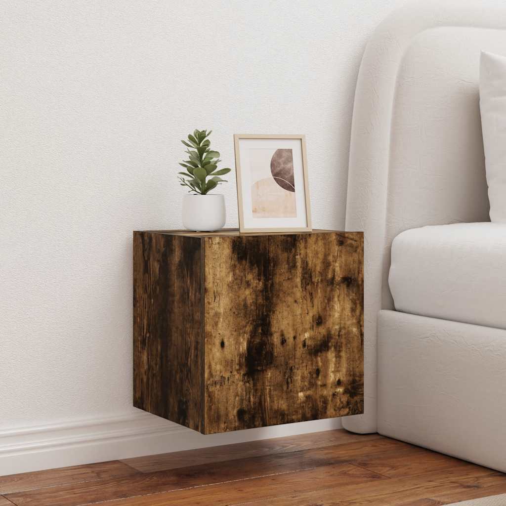 TV-Wandschrank mit LED-Leuchten Räuchereiche 40,5x35x40 cm