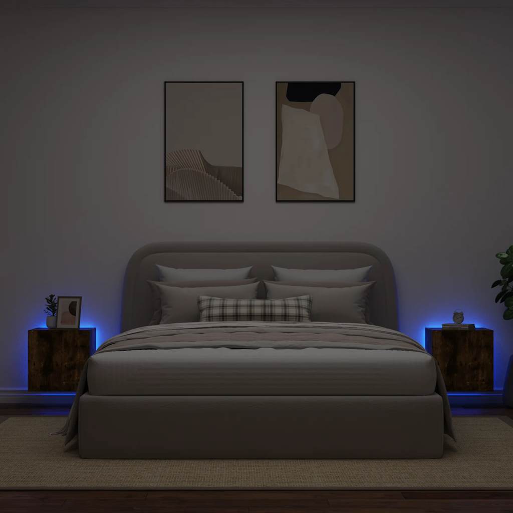 TV-Wandschränke mit LED-Leuchten 2 Stk. Räuchereiche