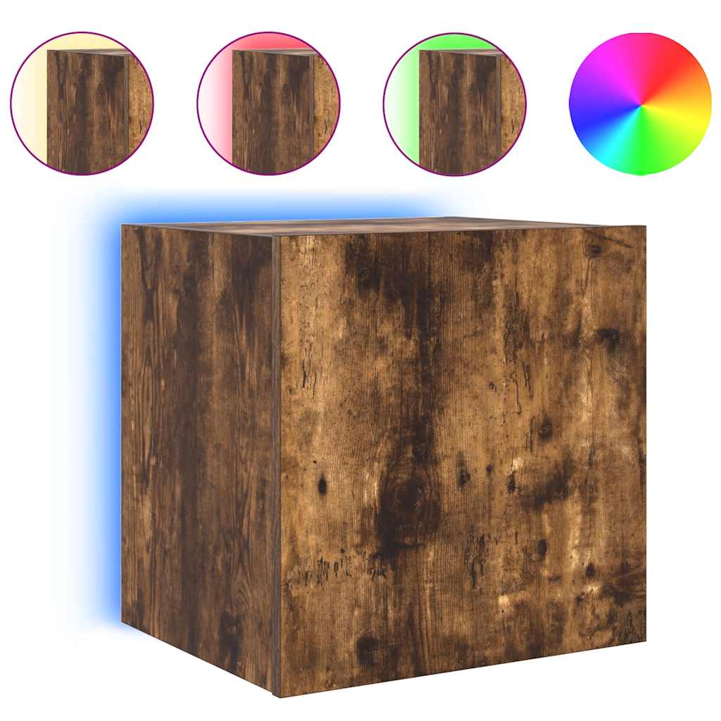 TV-Wandschränke mit LED-Leuchten 2 Stk. Räuchereiche