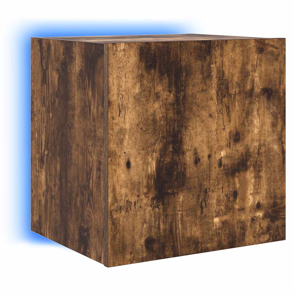 TV-Wandschränke mit LED-Leuchten 2 Stk. Räuchereiche