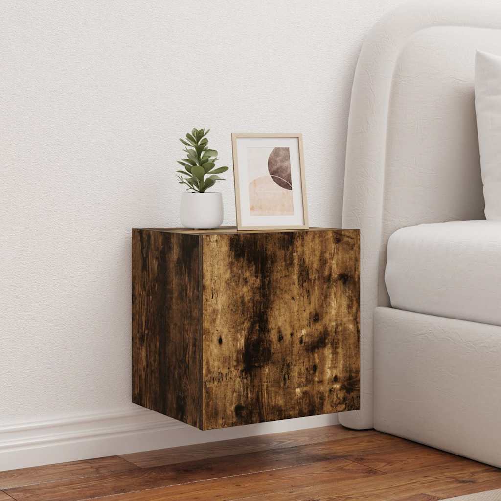 TV-Wandschränke mit LED-Leuchten 2 Stk. Räuchereiche