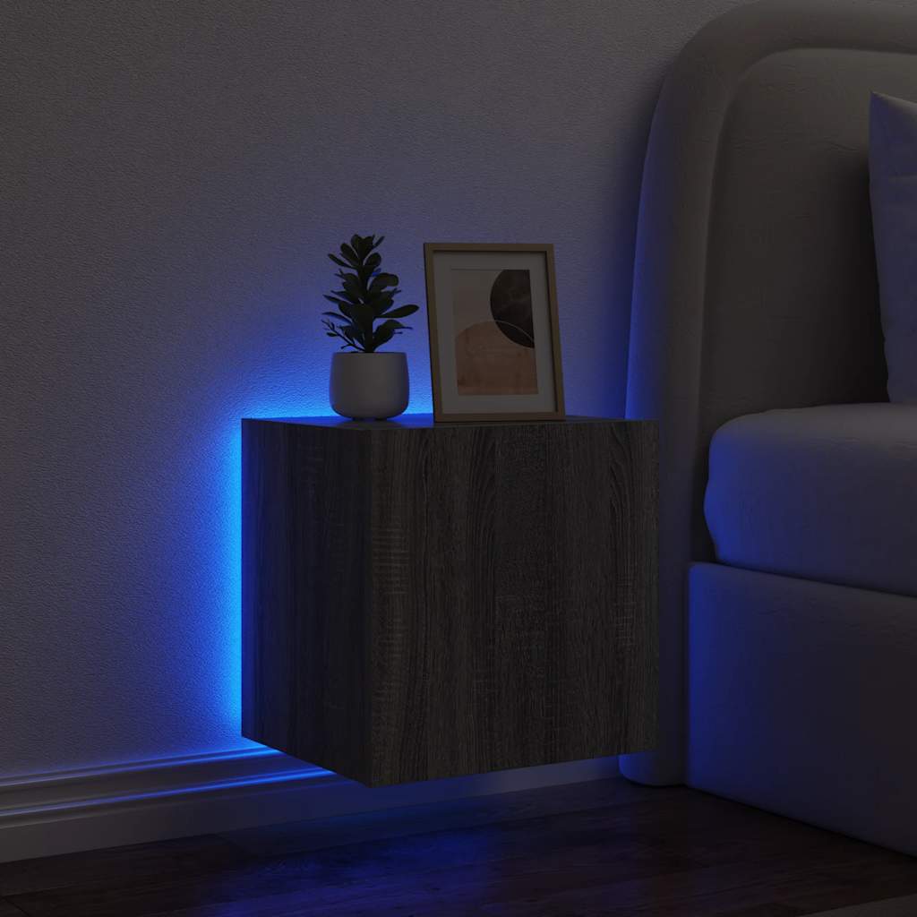 TV-Wandschrank mit LED-Leuchten Grau Sonoma 40,5x35x40 cm