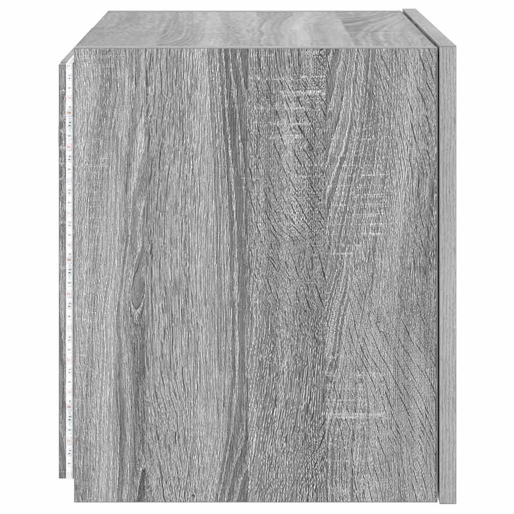 TV-Wandschrank mit LED-Leuchten Grau Sonoma 40,5x35x40 cm