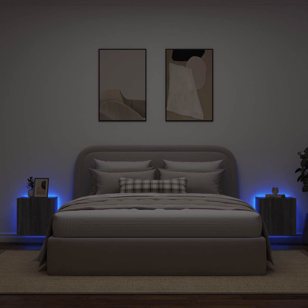 TV-Wandschränke mit LED-Leuchten 2Stk. Grau Sonoma 40,5x35x40cm