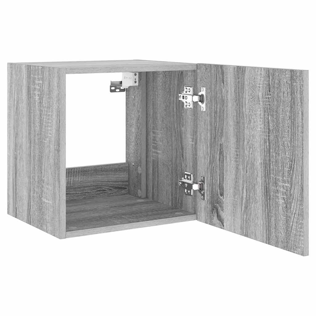TV-Wandschränke mit LED-Leuchten 2Stk. Grau Sonoma 40,5x35x40cm