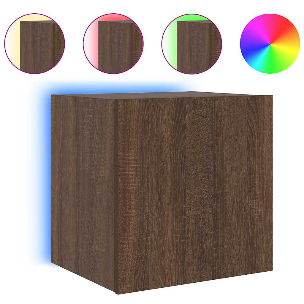 TV-Wandschrank mit LED-Leuchten Braun Eichen-Optik 40,5x35x40cm