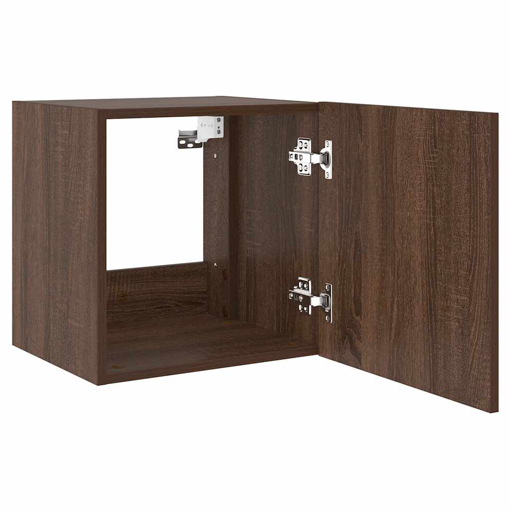 TV-Wandschrank mit LED-Leuchten Braun Eichen-Optik 40,5x35x40cm