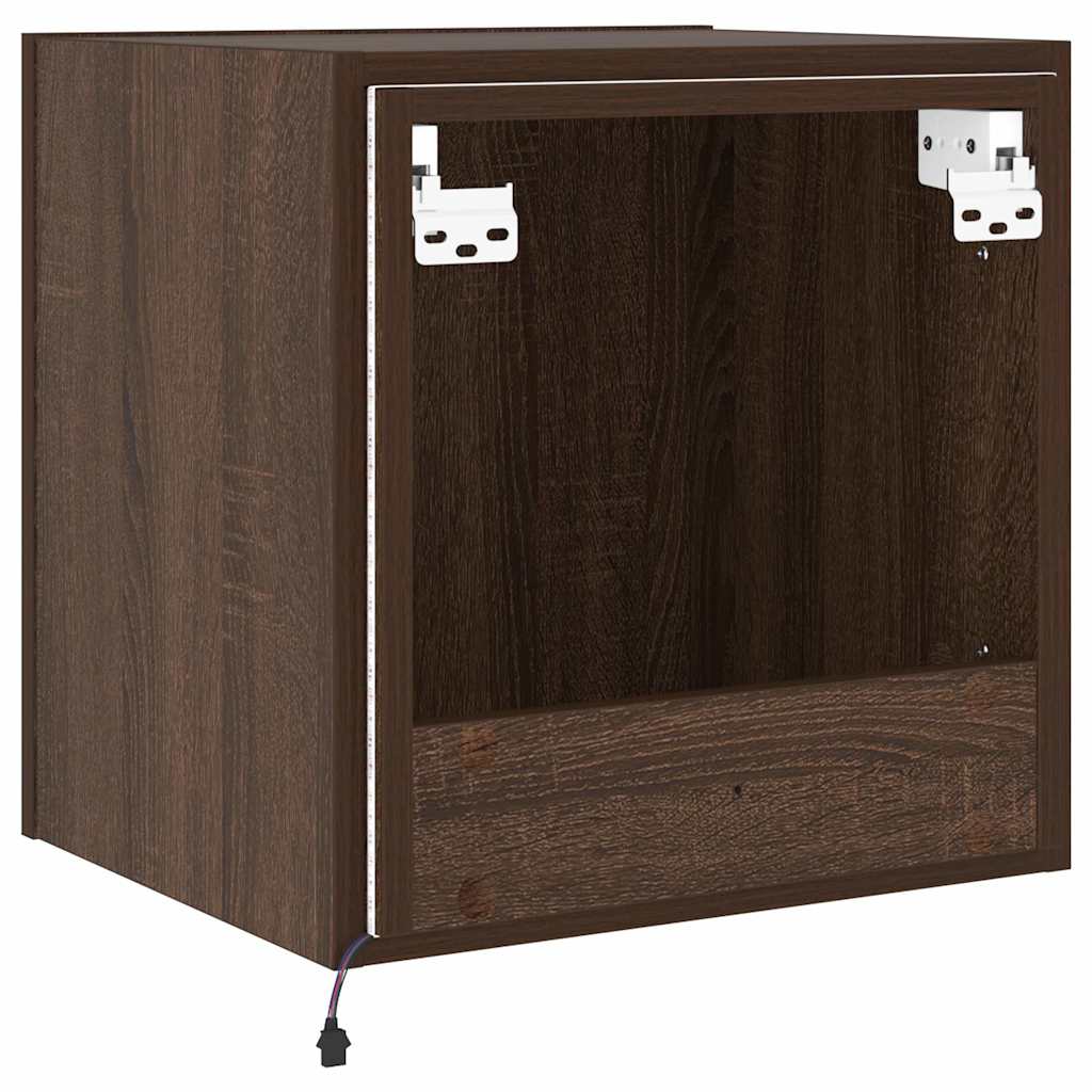 TV-Wandschrank mit LED-Leuchten Braun Eichen-Optik 40,5x35x40cm
