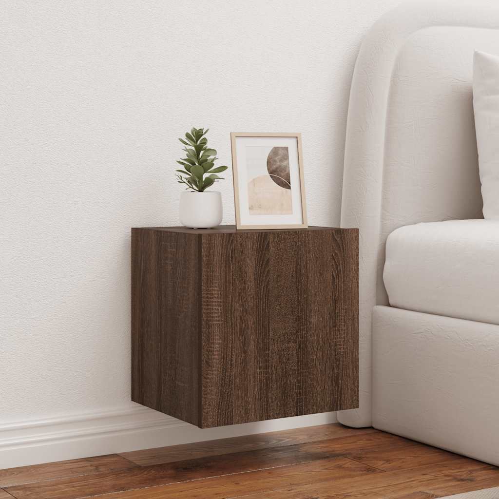 TV-Wandschrank mit LED-Leuchten Braun Eichen-Optik 40,5x35x40cm
