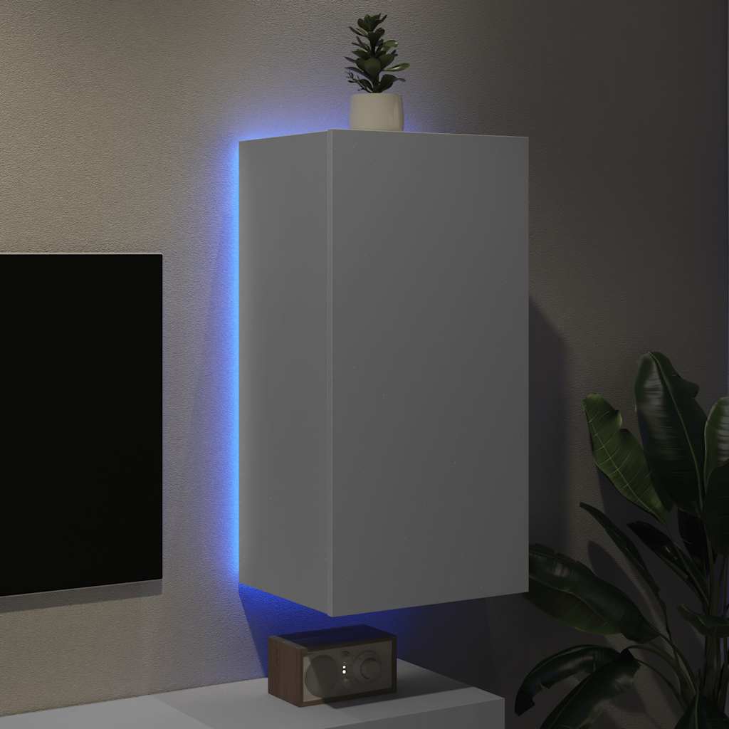 TV-Wandschrank mit LED-Leuchten Weiß 40,5x35x80 cm