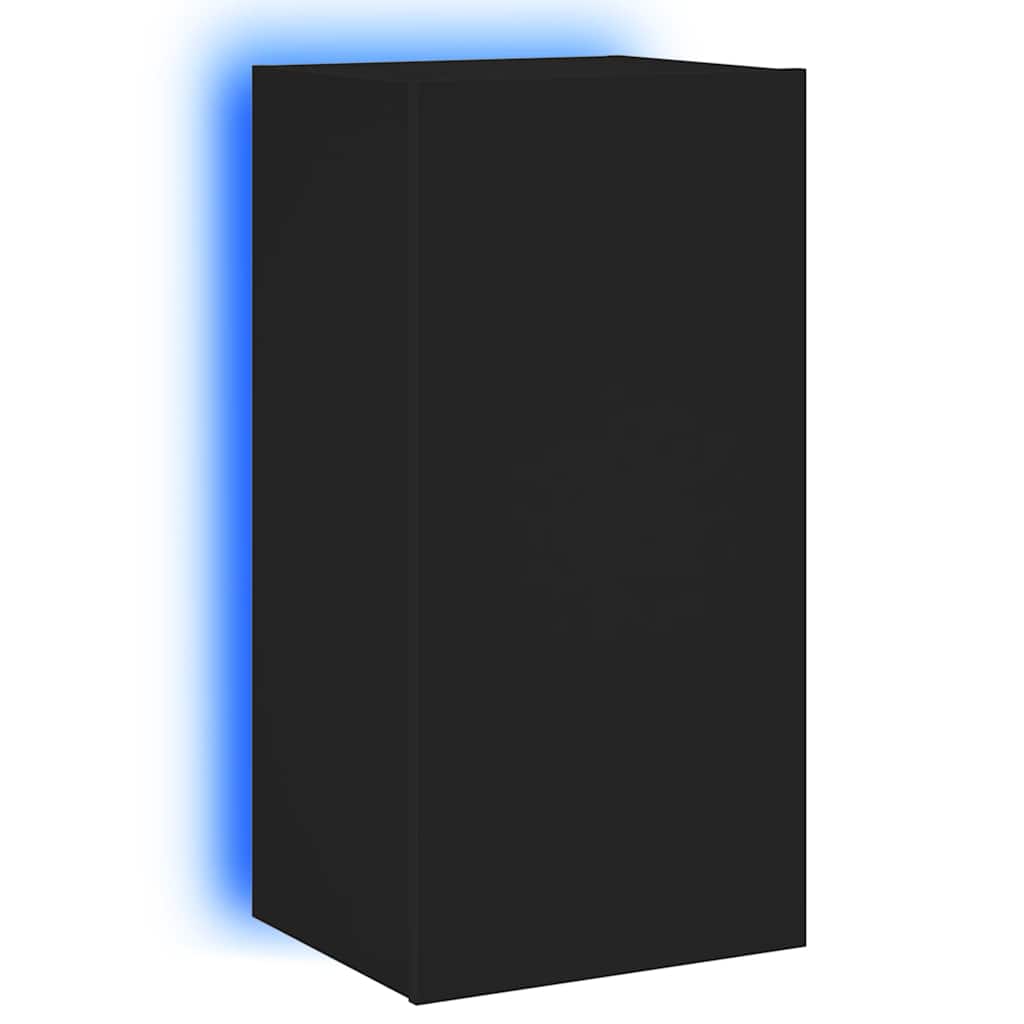 TV-Wandschrank mit LED-Leuchten Schwarz 40,5x35x80 cm