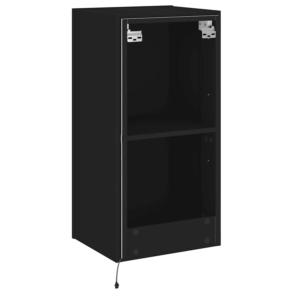TV-Wandschrank mit LED-Leuchten Schwarz 40,5x35x80 cm