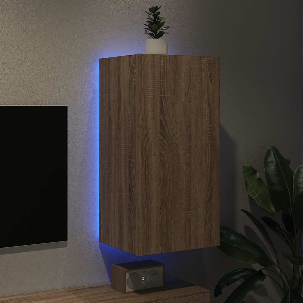 TV-Wandschrank mit LED-Leuchten Sonoma-Eiche 40,5x35x80 cm