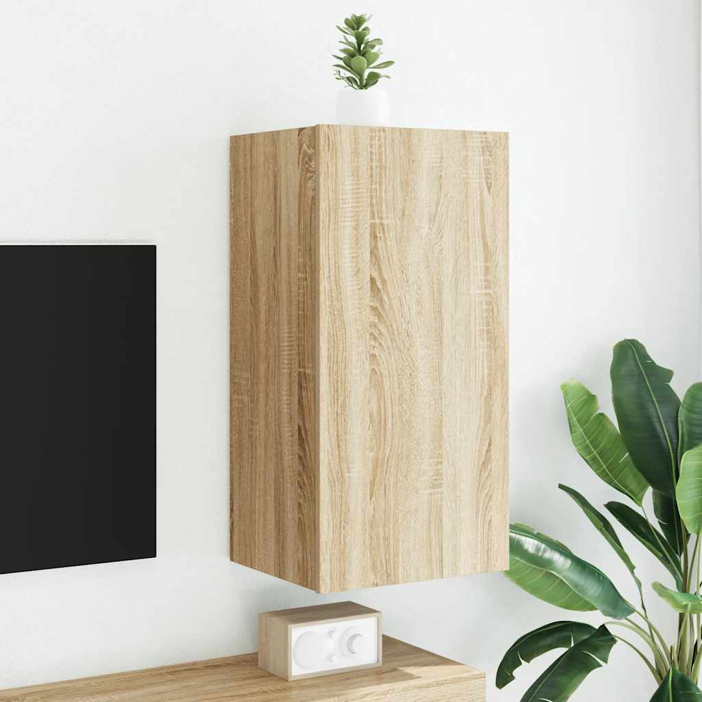 TV-Wandschrank mit LED-Leuchten Sonoma-Eiche 40,5x35x80 cm