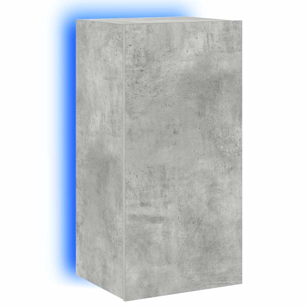 TV-Wandschrank mit LED-Leuchten Betongrau 40,5x35x80 cm