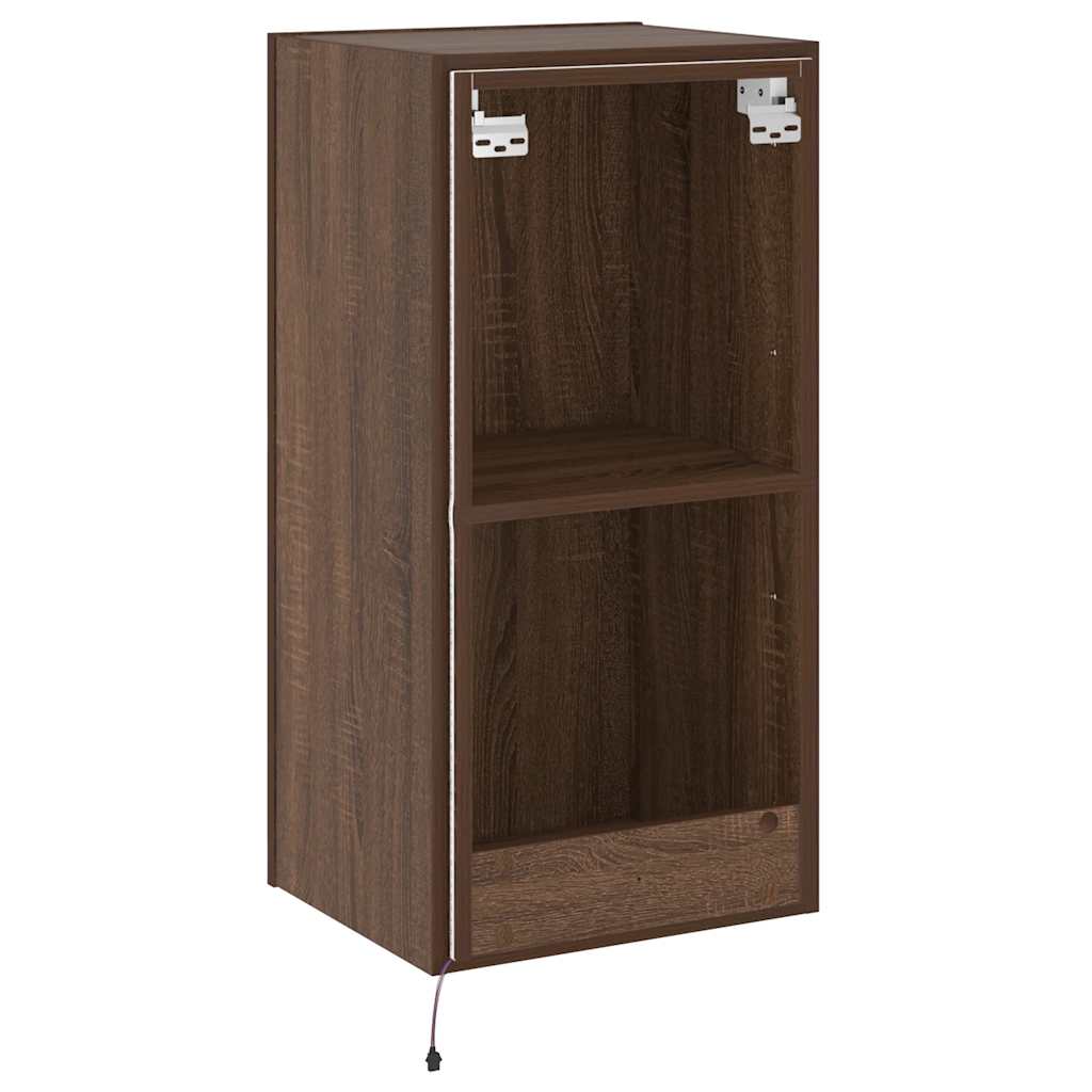 TV-Wandschrank mit LED-Leuchten Braun Eichen-Optik 40,5x35x80cm