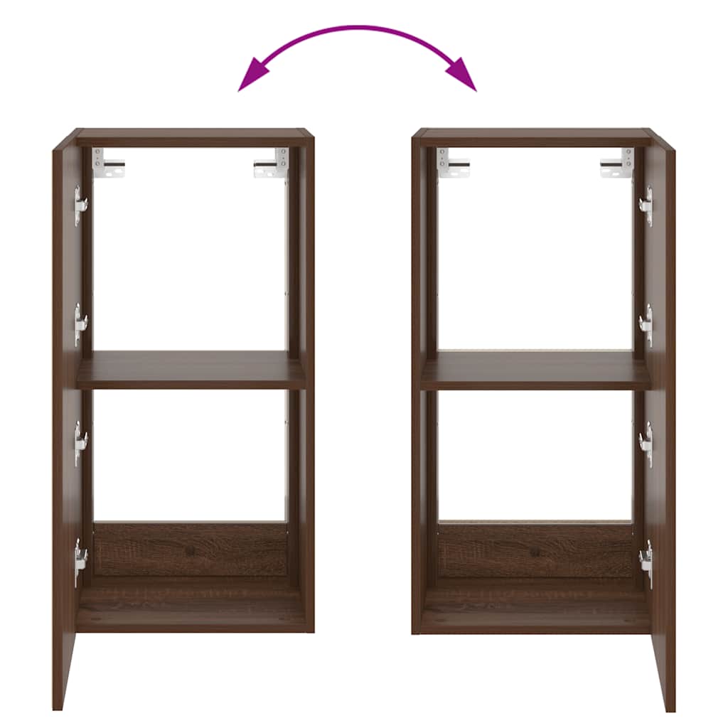 TV-Wandschrank mit LED-Leuchten Braun Eichen-Optik 40,5x35x80cm