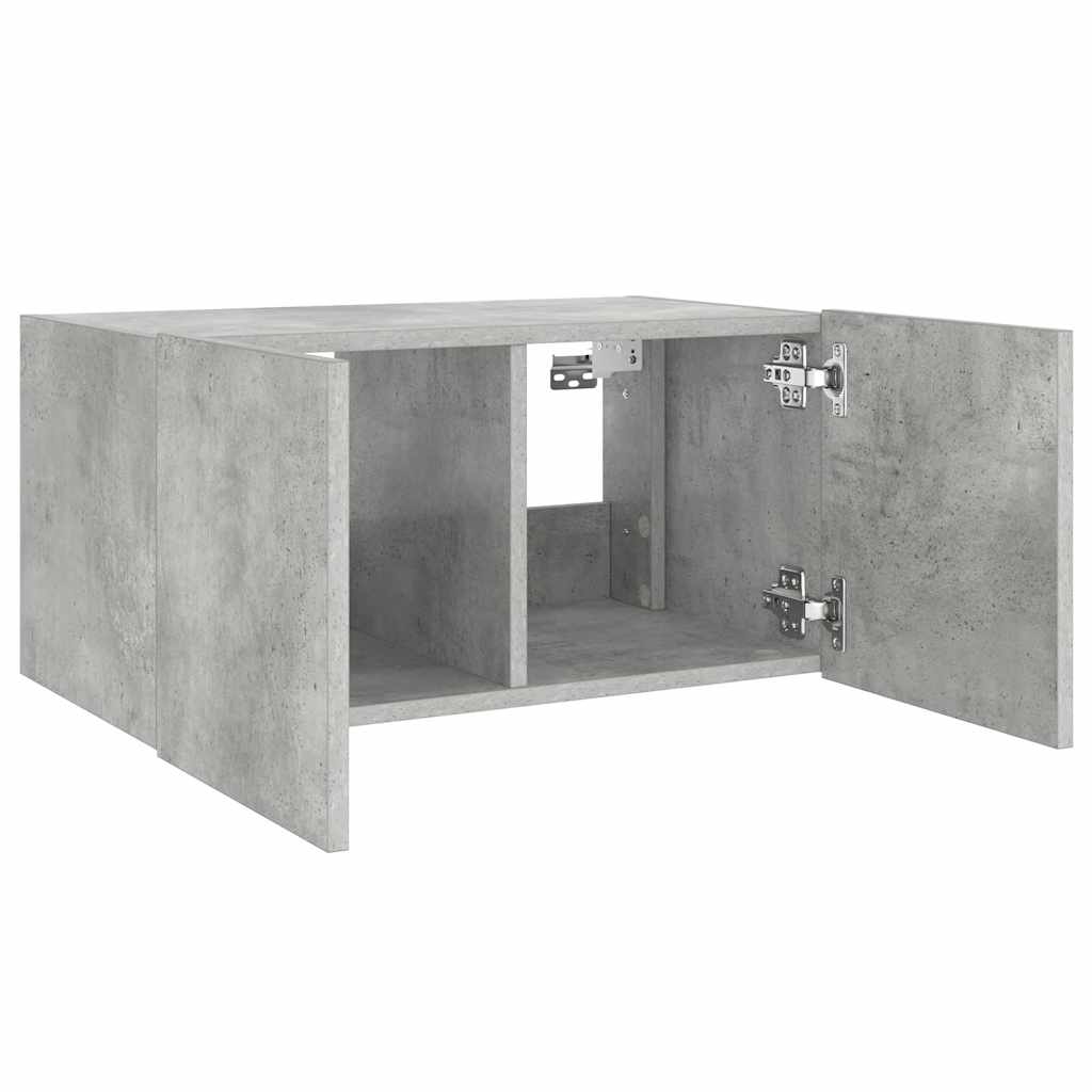 TV-Wandschrank mit LED-Leuchten Betongrau 60x35x31 cm