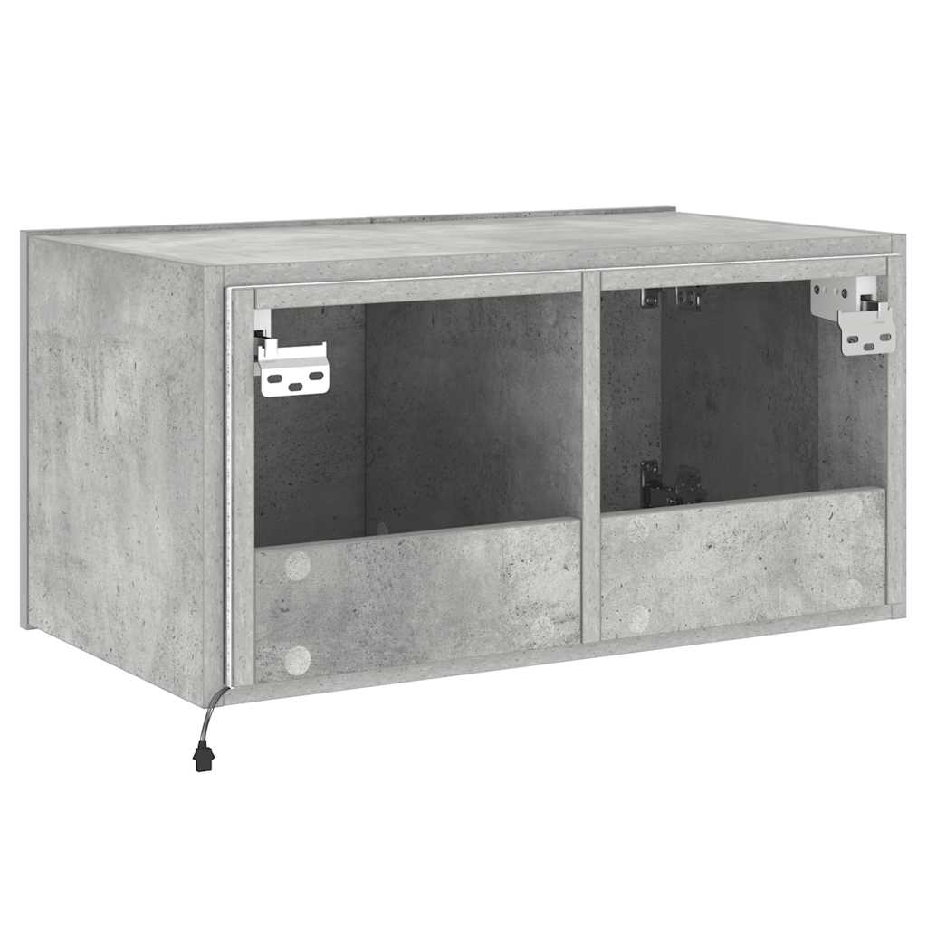 TV-Wandschrank mit LED-Leuchten Betongrau 60x35x31 cm