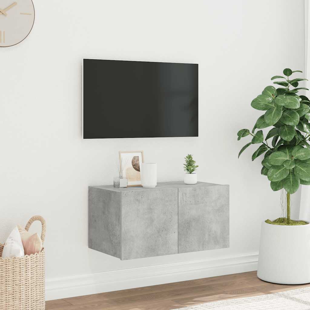 TV-Wandschrank mit LED-Leuchten Betongrau 60x35x31 cm