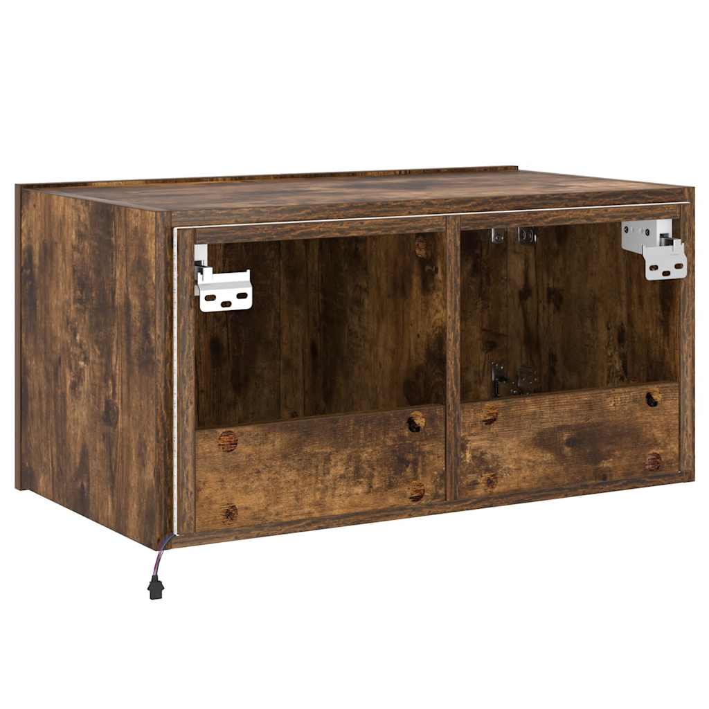 TV-Wandschrank mit LED-Leuchten Räuchereiche 60x35x31 cm