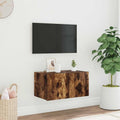 TV-Wandschrank mit LED-Leuchten Räuchereiche 60x35x31 cm