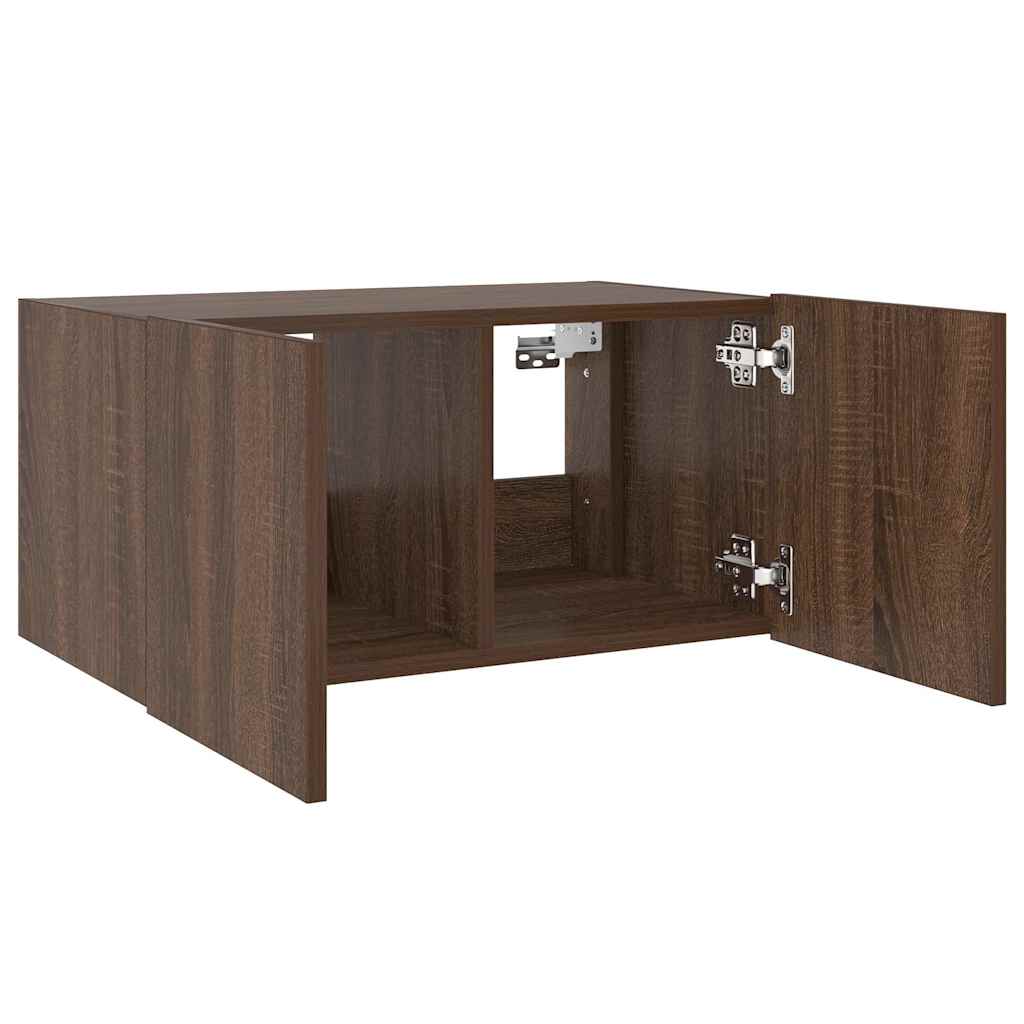 TV-Wandschrank mit LED-Leuchten Braun Eichen-Optik 60x35x31 cm