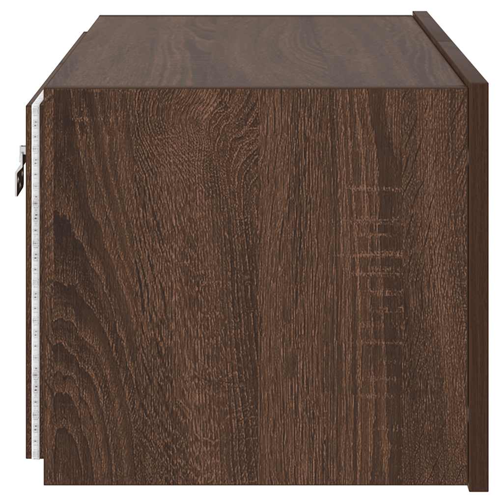 TV-Wandschrank mit LED-Leuchten Braun Eichen-Optik 60x35x31 cm