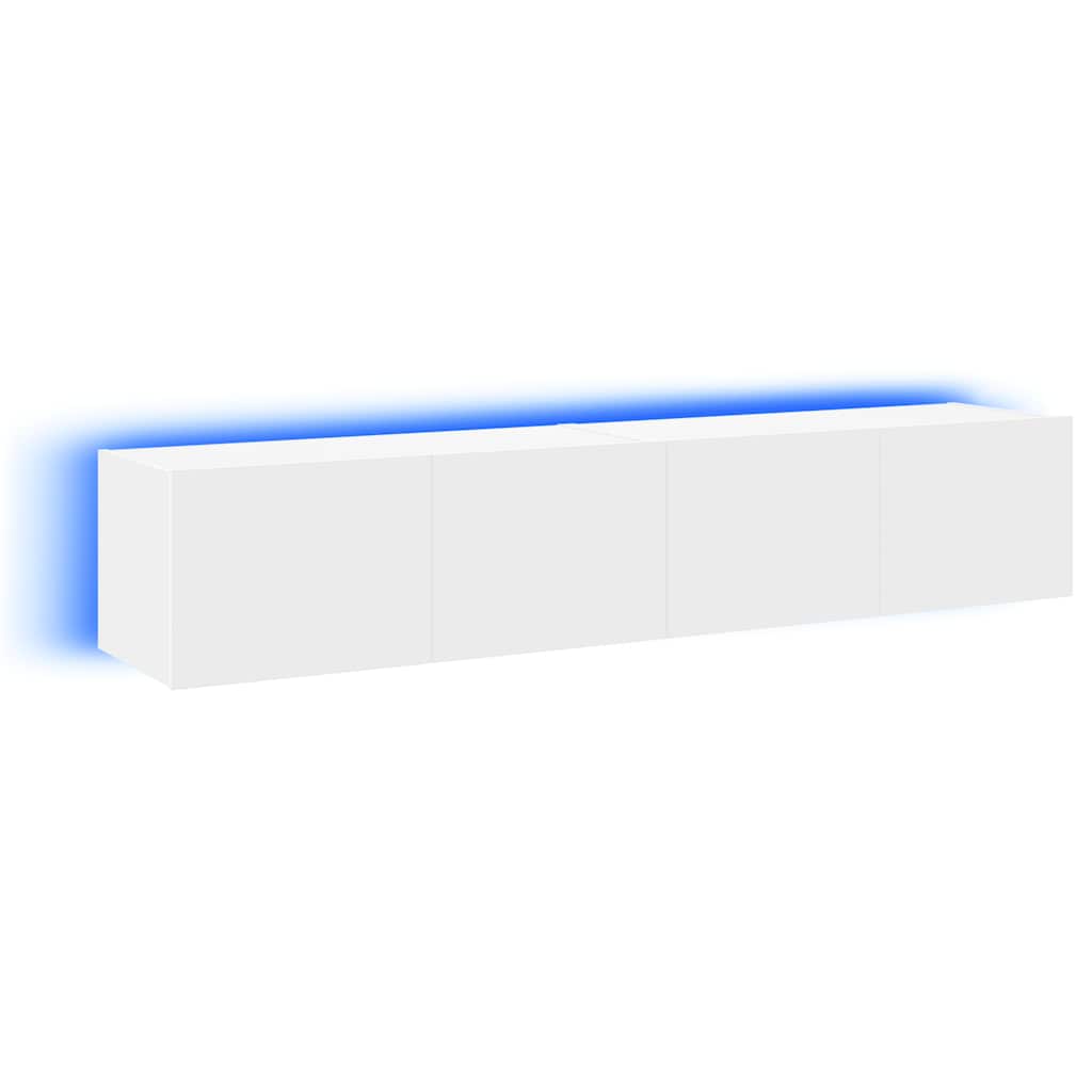 TV-Wandschränke mit LED-Leuchten 2 Stk. Weiß 80x35x31 cm
