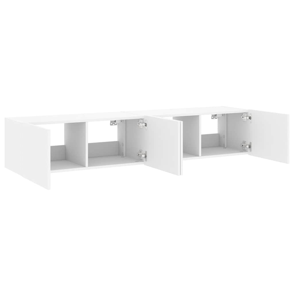 TV-Wandschränke mit LED-Leuchten 2 Stk. Weiß 80x35x31 cm
