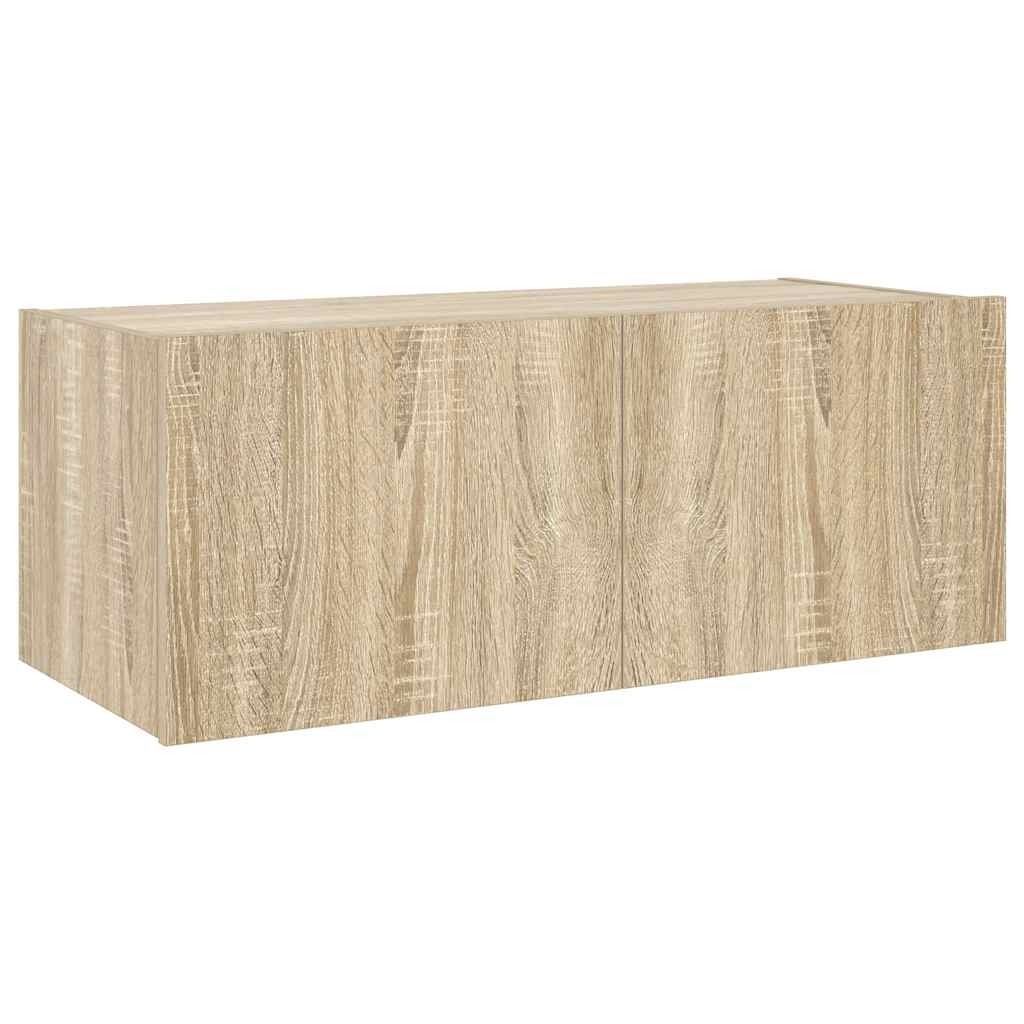 TV-Wandschrank mit LED-Leuchten Sonoma-Eiche 80x35x31 cm