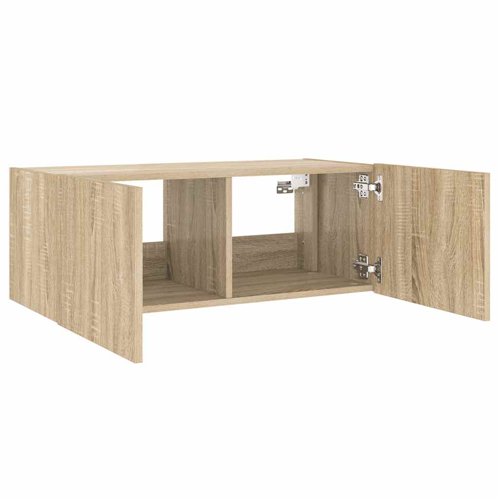 TV-Wandschrank mit LED-Leuchten Sonoma-Eiche 80x35x31 cm