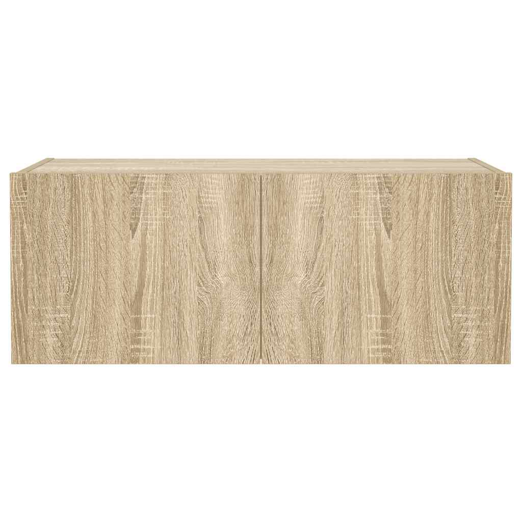 TV-Wandschrank mit LED-Leuchten Sonoma-Eiche 80x35x31 cm