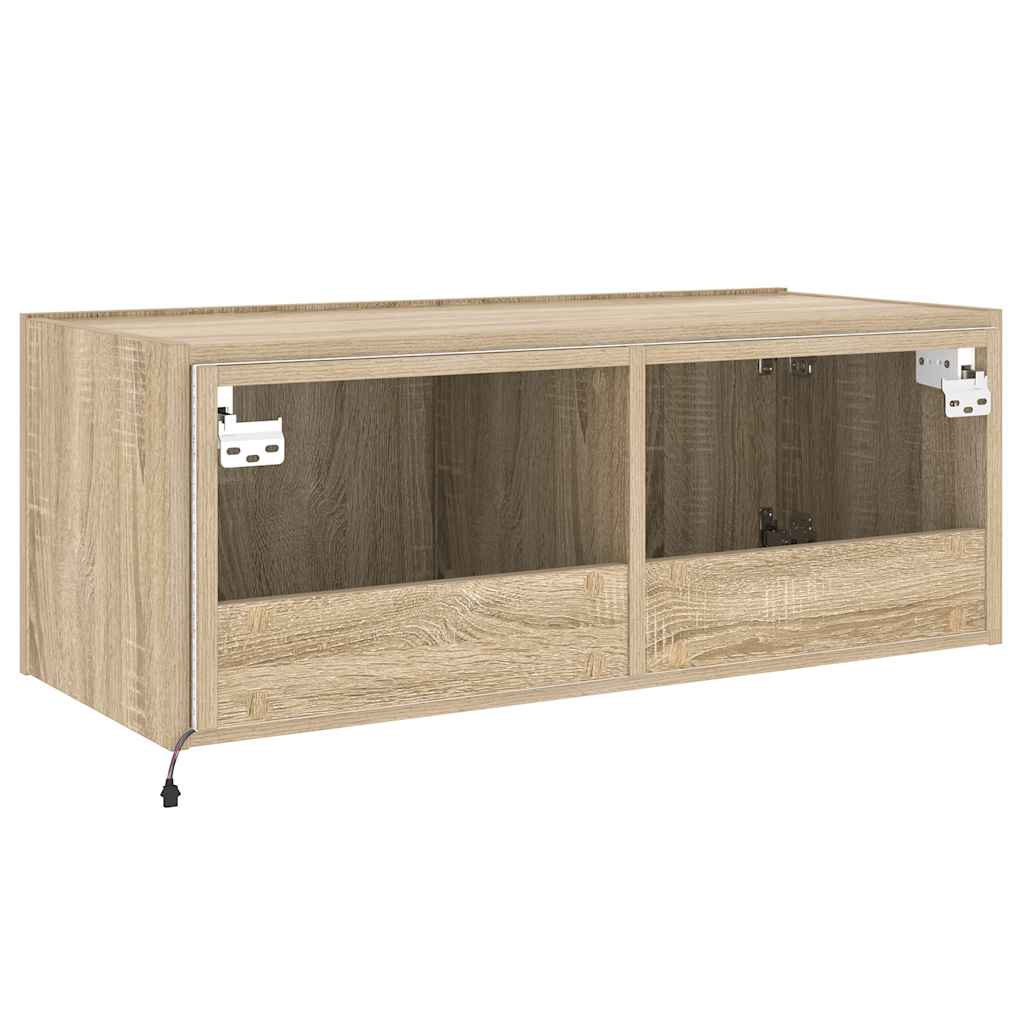 TV-Wandschrank mit LED-Leuchten Sonoma-Eiche 80x35x31 cm