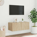 TV-Wandschrank mit LED-Leuchten Sonoma-Eiche 80x35x31 cm