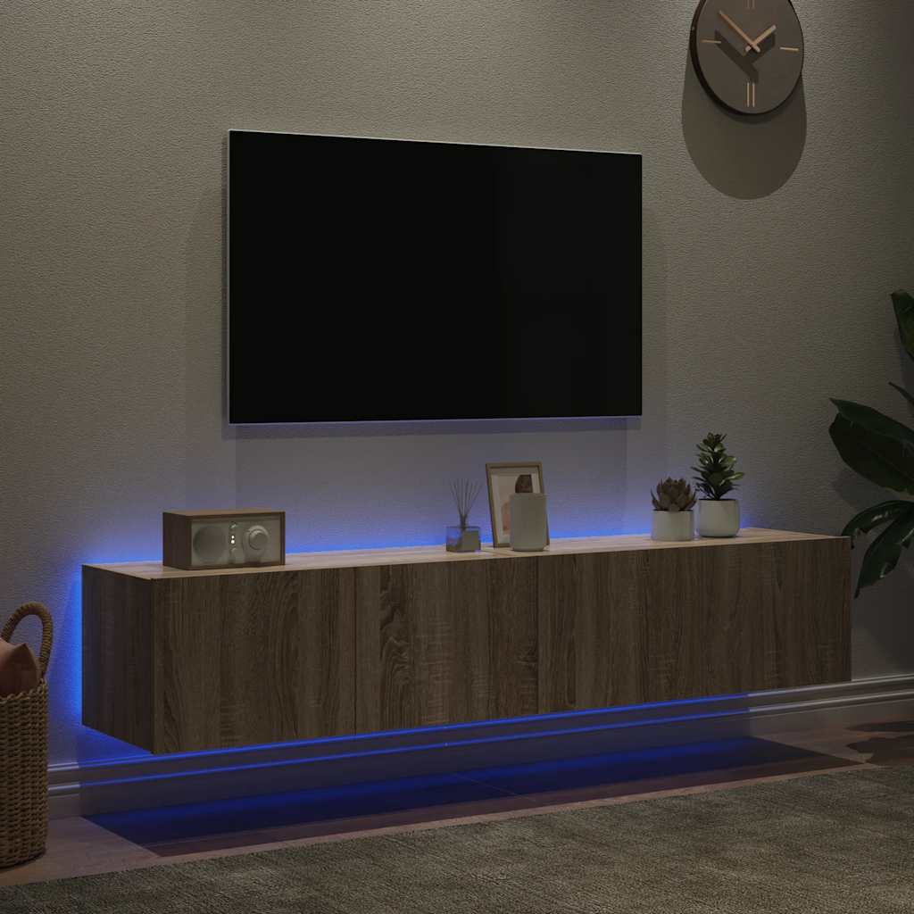 TV-Wandschränke mit LED-Leuchten 2 Stk. Sonoma-Eiche 80x35x31cm