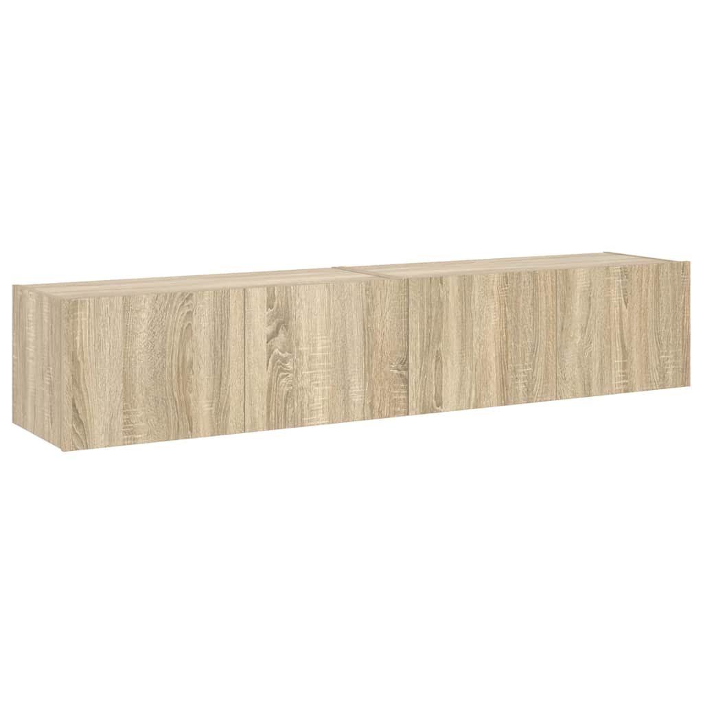 TV-Wandschränke mit LED-Leuchten 2 Stk. Sonoma-Eiche 80x35x31cm