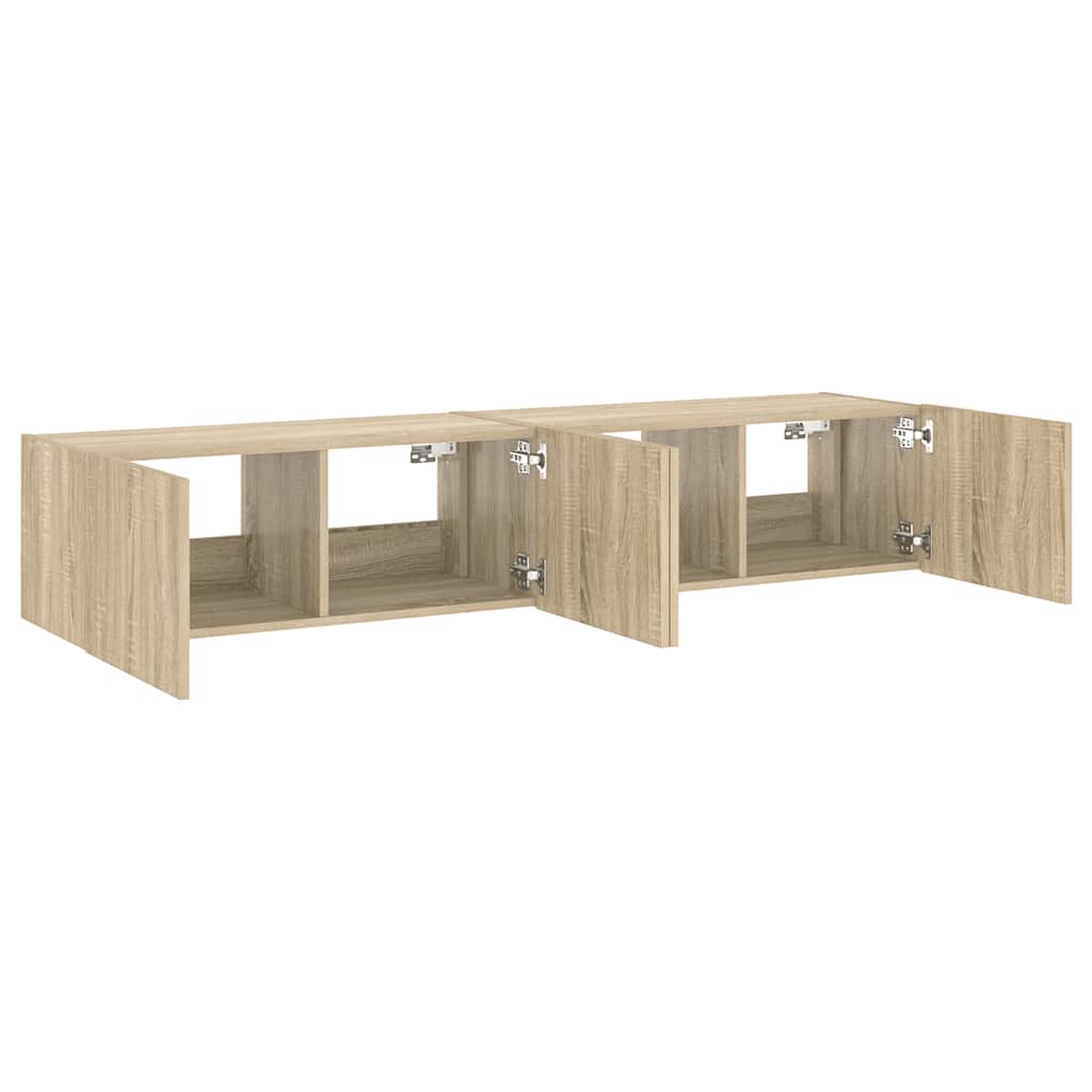 TV-Wandschränke mit LED-Leuchten 2 Stk. Sonoma-Eiche 80x35x31cm