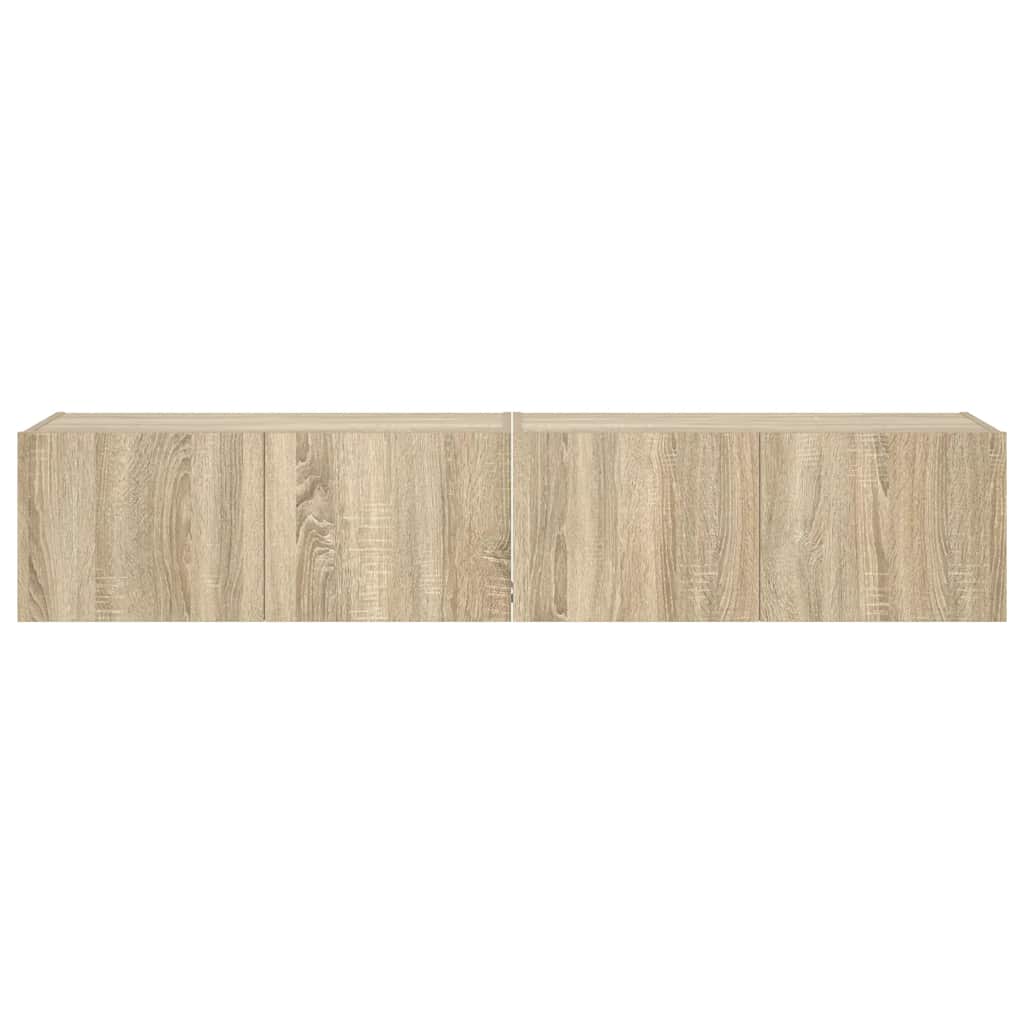 TV-Wandschränke mit LED-Leuchten 2 Stk. Sonoma-Eiche 80x35x31cm