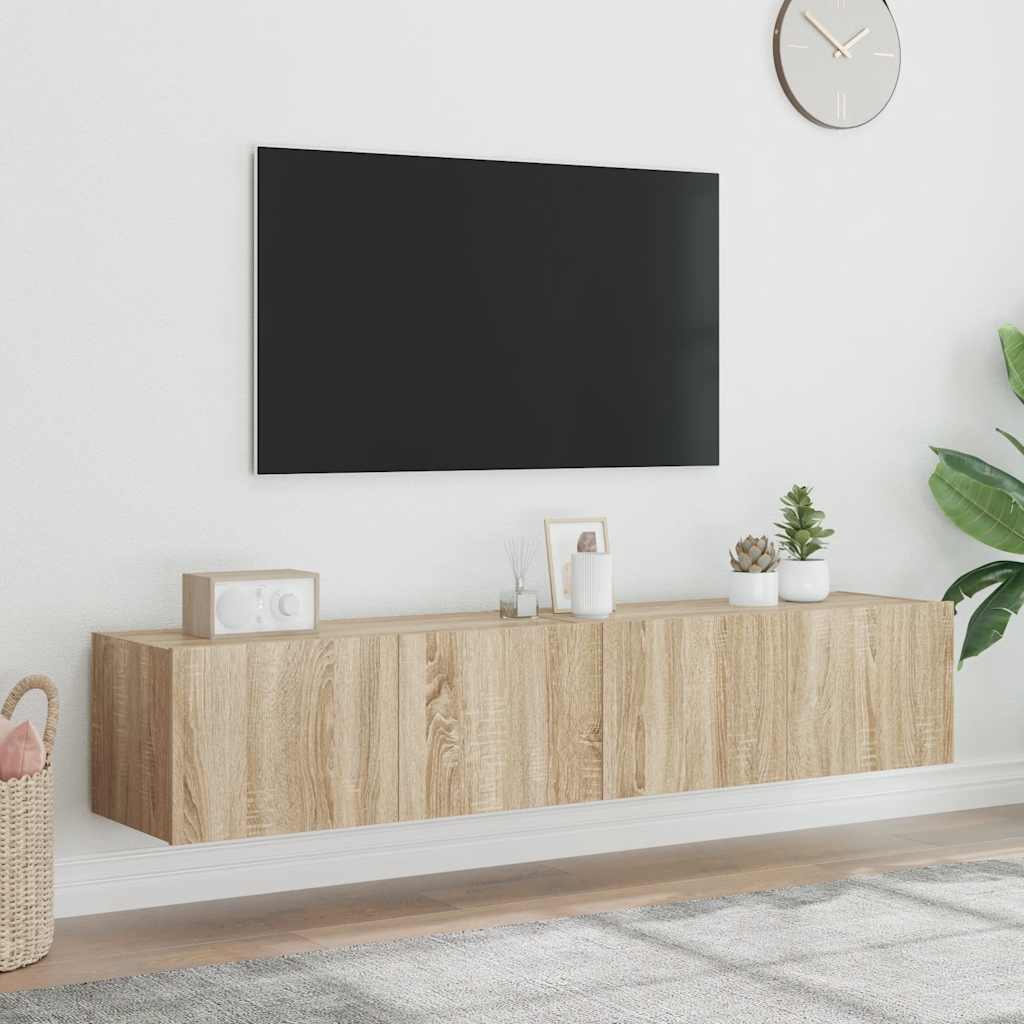 TV-Wandschränke mit LED-Leuchten 2 Stk. Sonoma-Eiche 80x35x31cm