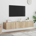 TV-Wandschränke mit LED-Leuchten 2 Stk. Sonoma-Eiche 80x35x31cm