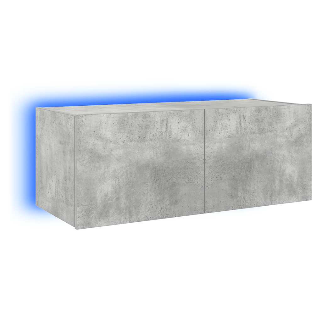 TV-Wandschrank mit LED-Leuchten Betongrau 80x35x31 cm