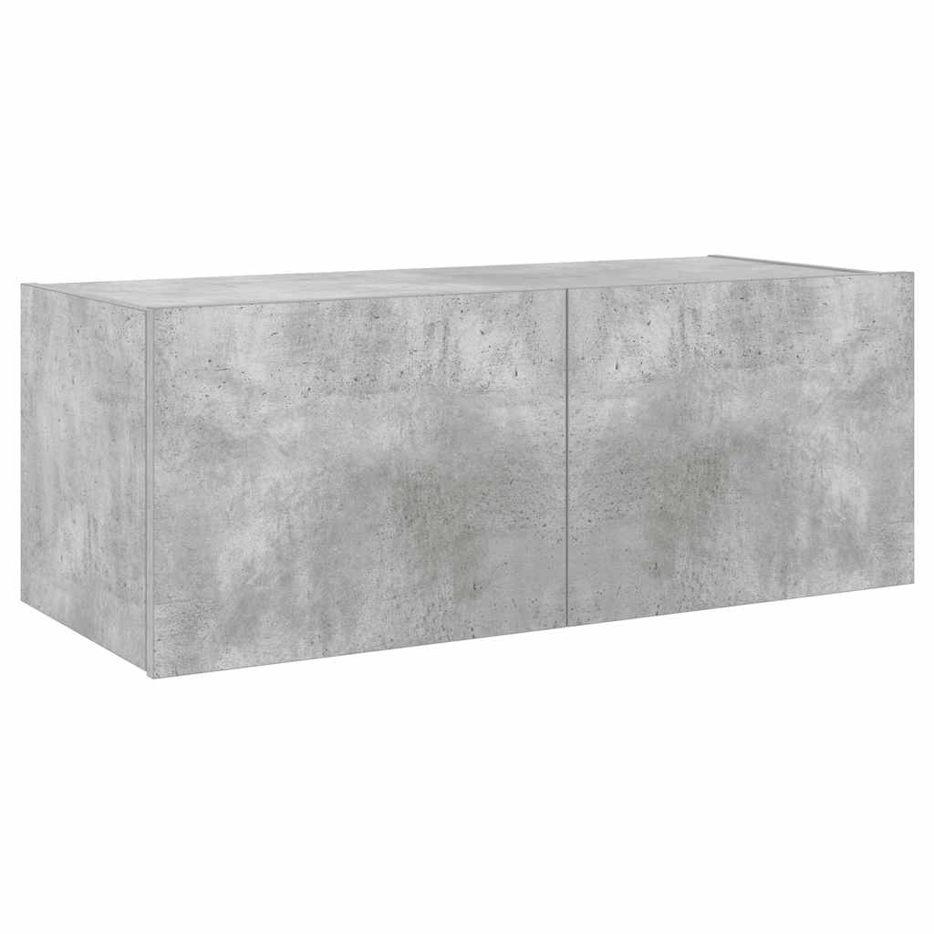 TV-Wandschrank mit LED-Leuchten Betongrau 80x35x31 cm