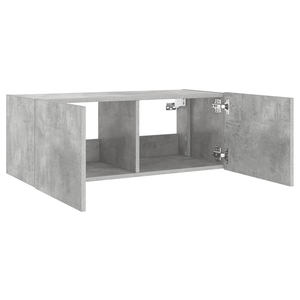 TV-Wandschrank mit LED-Leuchten Betongrau 80x35x31 cm