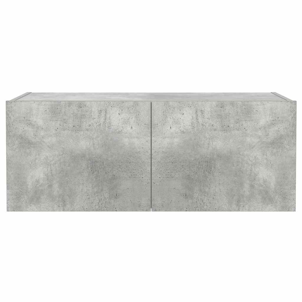 TV-Wandschrank mit LED-Leuchten Betongrau 80x35x31 cm