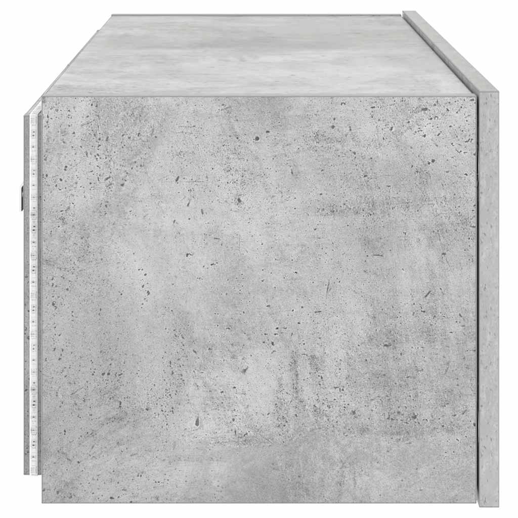 TV-Wandschrank mit LED-Leuchten Betongrau 80x35x31 cm